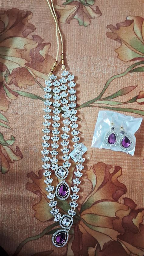ZAVERI PEARLS Purple Dazzling Stones Austrian Diamonds Embellished ...