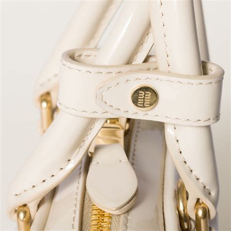 Ivory Arcadie Patent Leather Mini-bag | Miu Miu