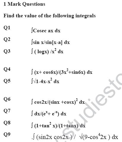 Maths Class 12 Integration Problems 的图像结果