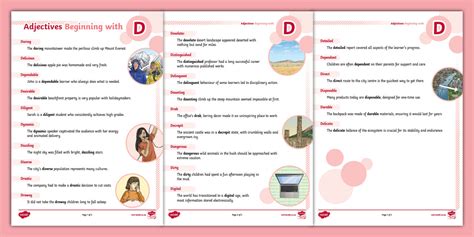 Adjectives Beginning with D (l'enseignant a fait) - Twinkl