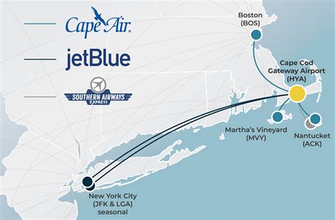 Destinations | FlyHYA | Cape Cod Gateway Airport
