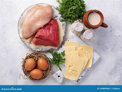 Set of Farm Products. Meat, Eggs and Milk Stock Photo - Image of clean ...