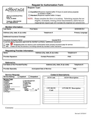 Fillable Online Advantage Request for Authorization Form - Bridgeway ...