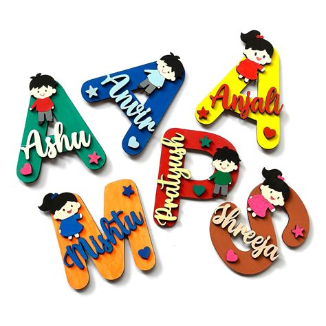 Personalised Monogram Fridge Magnets -Boys & Girl Theme – Mini Leaves