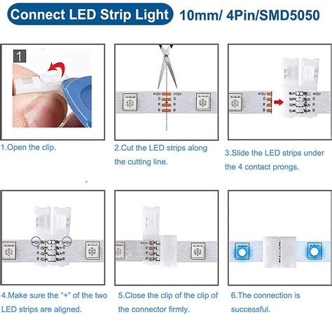 Buy L Shape 4-Pin LED Connectors, 10-Pack 10mm Wide Right Angle Corner ...
