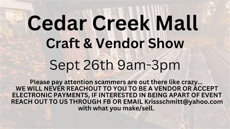 Cedar Creek September Craft/Vendor Show , 10101 Market St, Rothschild ...
