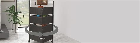 Privesh Metal 3 Layer Square Kitchen Rotating Trolley Portable Storage ...