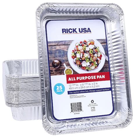 RICK USA 13x9" All Purpose Pan – 25 Pack Disposable Aluminum Foil for ...