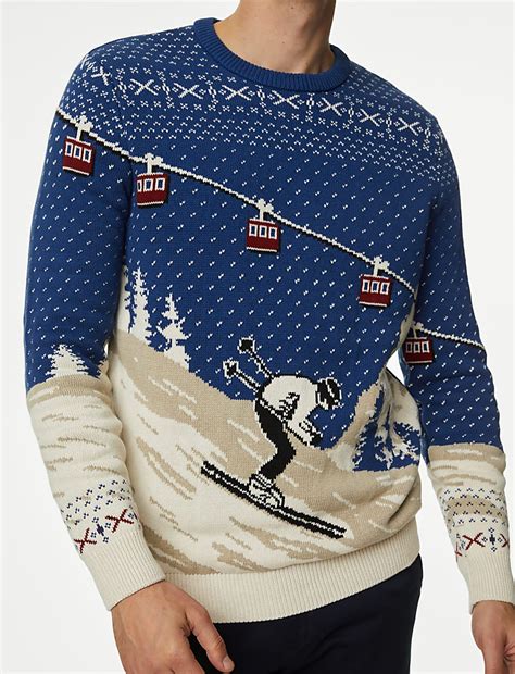 Buy Pure Cotton Ski Christmas Jumper at Marks & Spencer