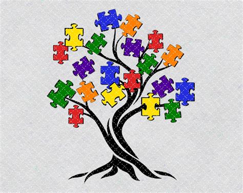 Autism Awareness Puzzle Piece Tree PNG Printable Autism | Etsy