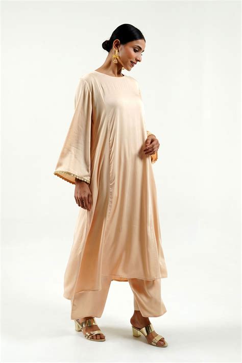 Beige Modal Satin Set – Cyan India