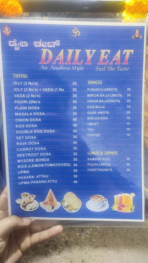Menu at Daily eat, Bengaluru