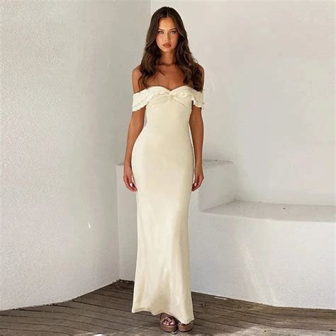 White Off Shoulder Maxi Dress – Verostyle