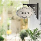 Wall Hanging Name plate | Ivory Victorian with Graphite Black Bracket