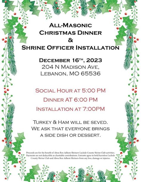 All-Masonic Christmas Dinner & Officer Installation, Laclede County ...