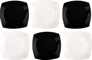 Mehul Plastic Square Shape Side/Half Plates Set, Food Grade, Black ...