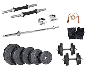 Buy Body Maxx 100 KG RUBBER WEIGHT PLATES + 3 FT BICEPS / TRICEPS BAR ...
