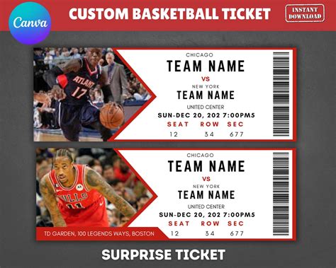 Custom Basketball Ticket Template: Editable Gift (instant Download) - Etsy
