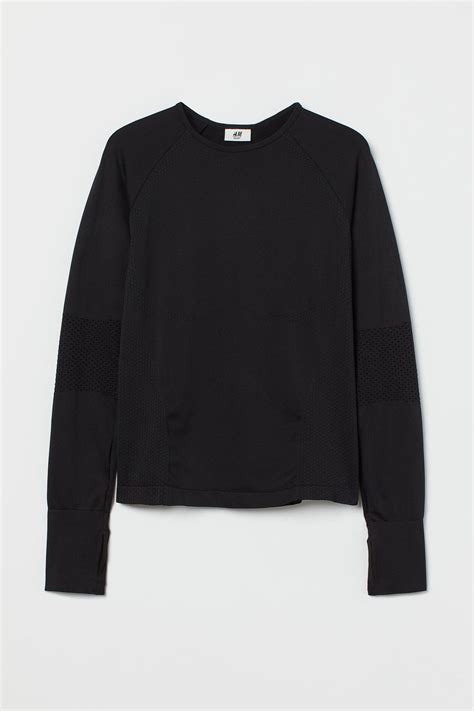 Seamless sports top - Black - Ladies | H&M IN