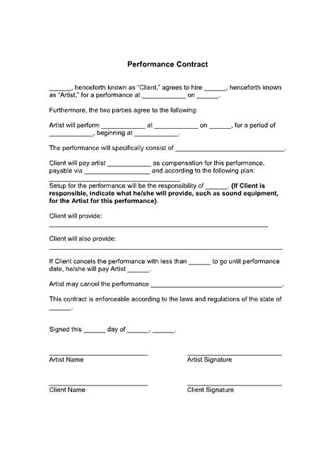 Performance Contract Template