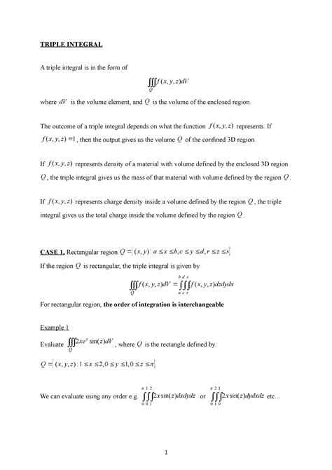 Image result for Simple Triple Integral Example