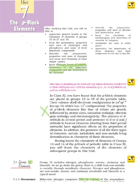 Image result for P Block Element Class 12 NCERT Highlights Course