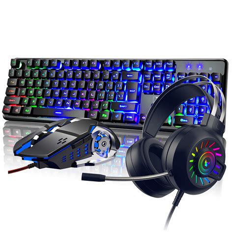 Amazon.in: Buy 4-in-1 Gaming Keyboard Mouse Combo Wired Rainbow Backlit ...