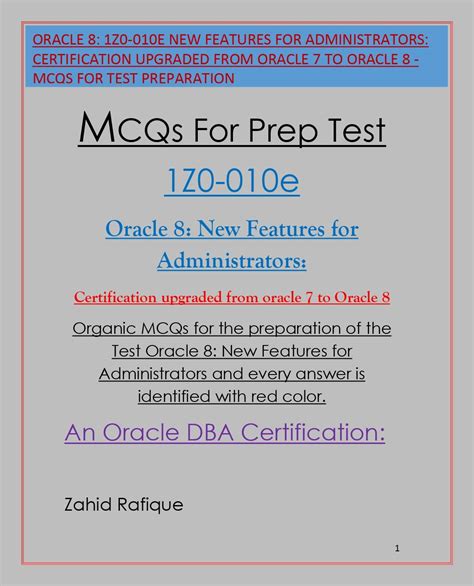 MCQs For Prep Test Oracle 8: New Features for Administrators: annotated ...