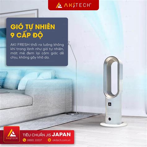 Máy Lọc Không Khí Tích Hợp Quạt Không Cánh AKI FRESH 8 Cấp Độ Gió Tự ...