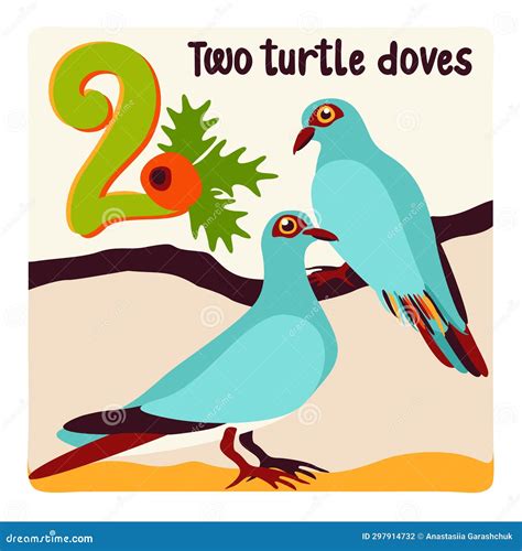 Two Turtle Doves. Twelve Days of Christmas Stock Illustration ...