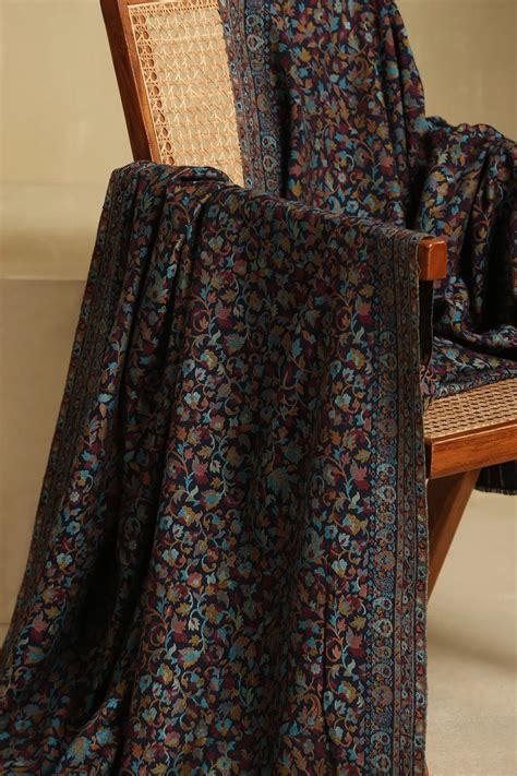 Black Ema Cashmere Fine Wool Full Shawl – Shobitam India