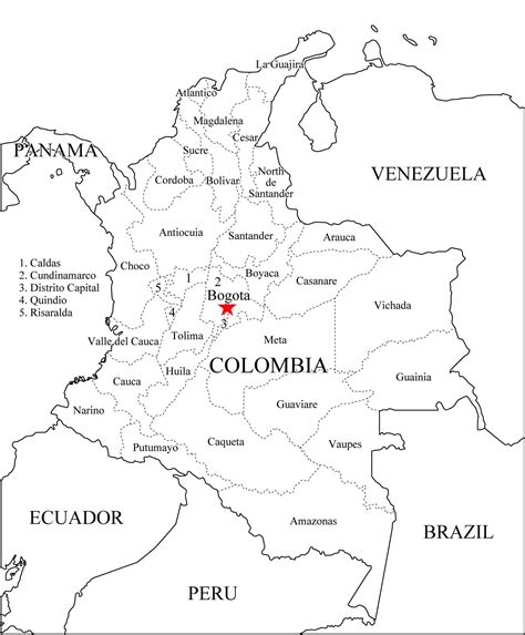 Mapa de colombia con sus departamentos