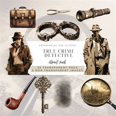 True Crime Clipart INSTANT DOWNLOAD Vintage Detective Graphics and Noir ...
