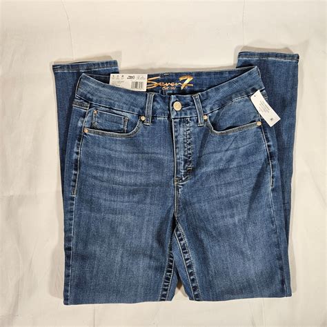 Seven7 Tummy Less Skinny Blue Jeans Women's Size 10 Alaska Blue Control ...