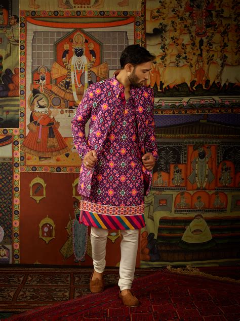 Jamun Kurta & Churridar Set with Bandhi – Mayyur Girotra
