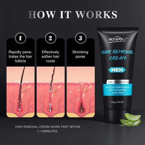 Men Hair Removal Cream - Natural & Painless Depilatory Cream for Back ...