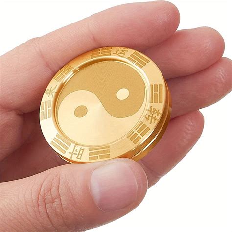Metal Fidget Spinner Lucky Coin Tai Chi Symbol Stress Relief Tactile ...