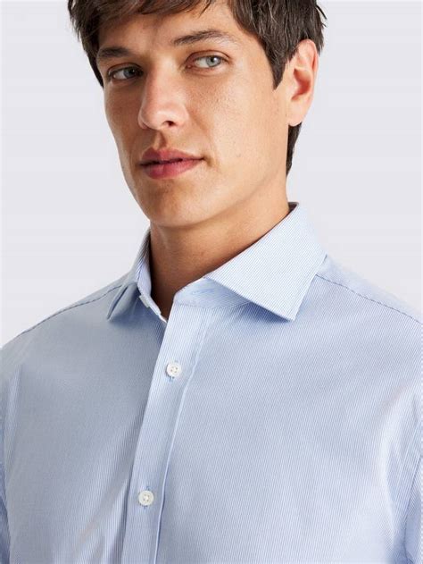 Moss Cotton Stretch Regular Fit Stripe Shirt, Blue