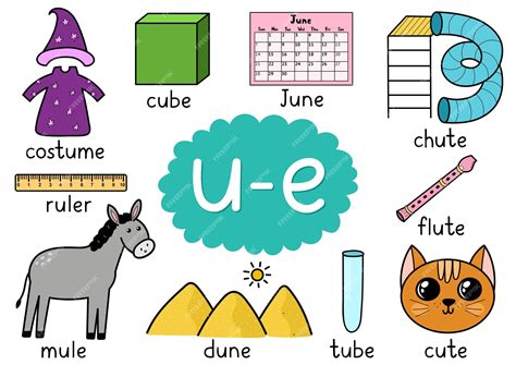 Premium Vector | Ue digraph spelling rule educational poster for kids ...