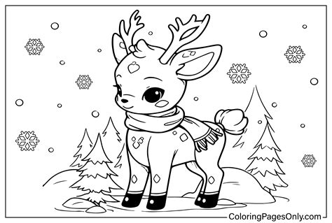 Kawaii Reindeer Coloring Pages