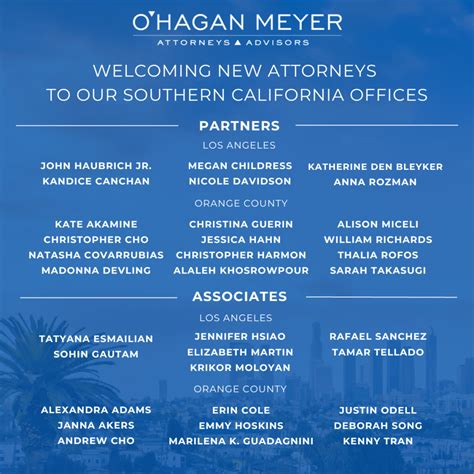 O’Hagan Meyer Welcomes 34 Attorneys to Southern California Offices - O ...