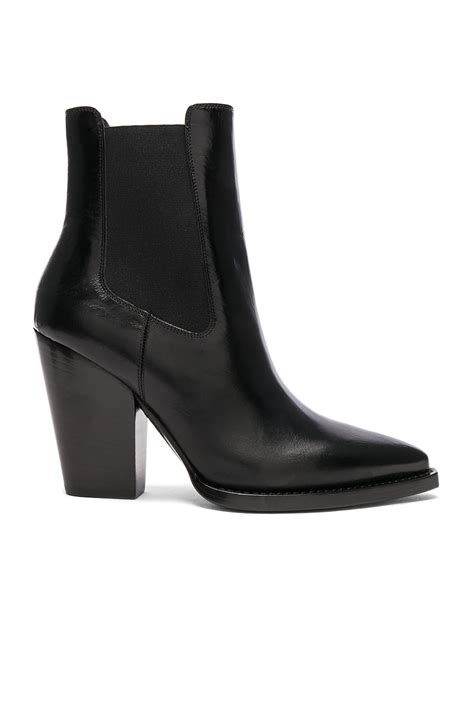 Saint Laurent Leather Theo Heeled Chelsea Boots in Black | FWRD