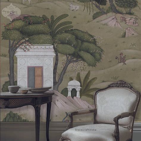 Wall Mural Paper - Vrindhavan - Indian Miniature Landscape – Trove ...
