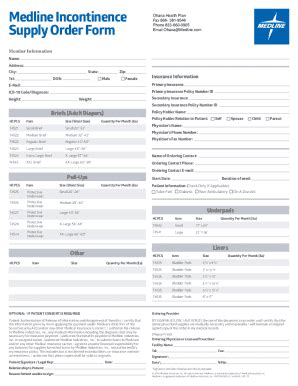 Fillable Online Medline Incontinence Supply Order Form - NH Healthy ...