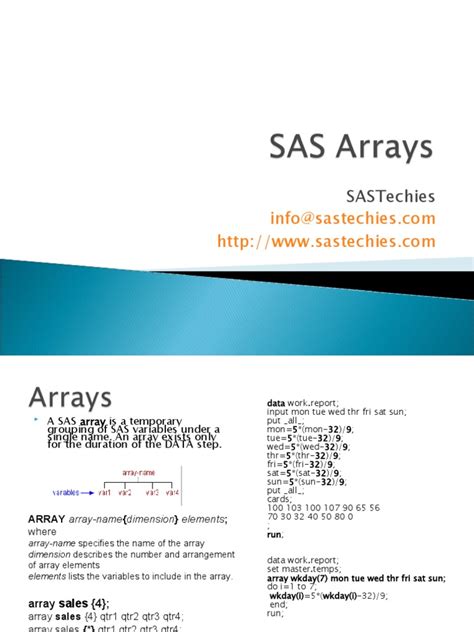 SAS Slides 6: Arrays | PDF | Sas (Software) | Computing