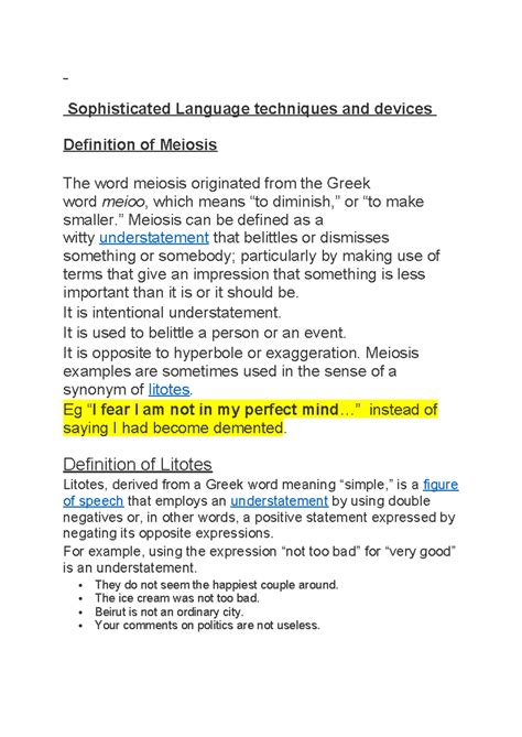 Literary Devices - Sophisticated Language techniques and devices ...