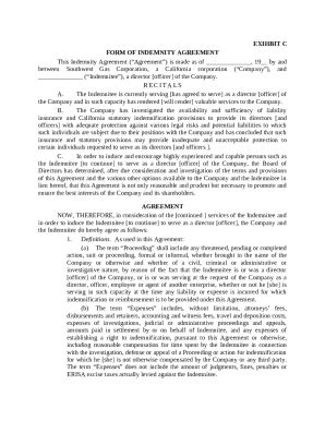 of Indemnification Agreement by Southwest Gas Doc Template | pdfFiller