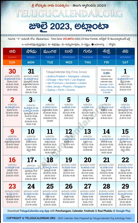 Atlanta Telugu Calendar 2025 October