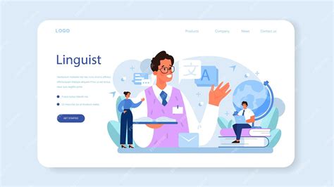 Translator web banner or landing page. linguist translating document ...