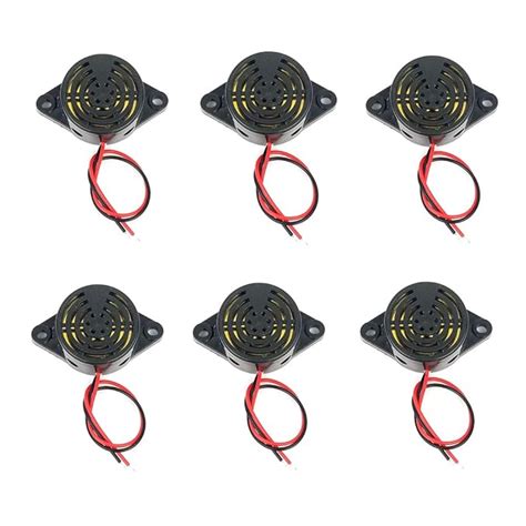 6 Pcs Active Piezo Electric Buzzer Alarm, DC 3-24V Low Voltage Buzzer ...